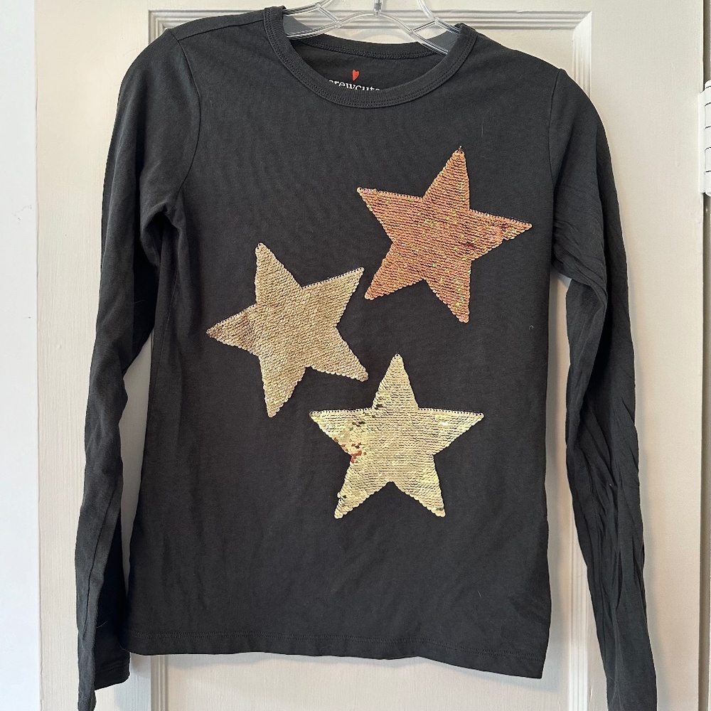 crewcuts Girls Sequin Stars LS t-shirt